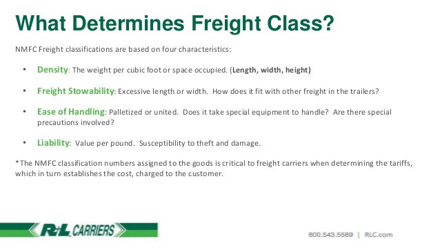 Freight Class Density Chart