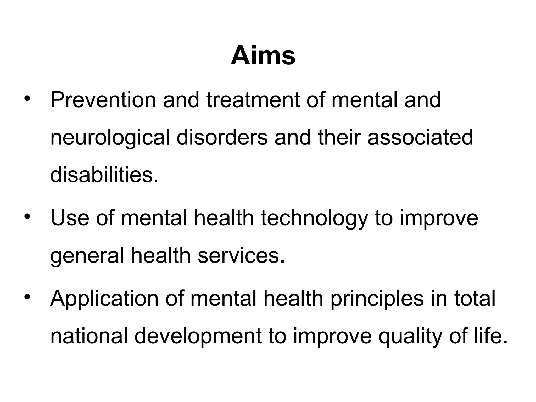 National Mental Health Programs