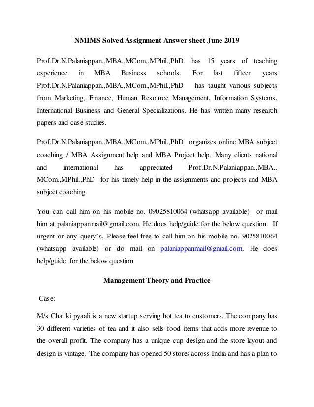 Mba assignments