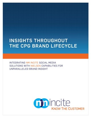INSIGHTS THROUGHOUT
THE CPG BRAND LIFECYCLE


INTEGRATING NM INCITE SOCIAL MEDIA
SOLUTIONS WITH NIELSEN CAPABILITIES FOR
UNPARALLELED BRAND INSIGHT
 