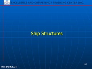 EXCELLENCE AND COMPETENCY TRAINING CENTER INC.
!
!
NMLC-EF1-Module 2
217
Ship Structures
 