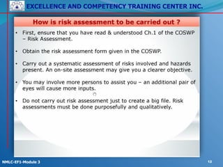 EXCELLENCE AND COMPETENCY TRAINING CENTER INC.
!
!
NMLC-EF1-Module 3 12
 