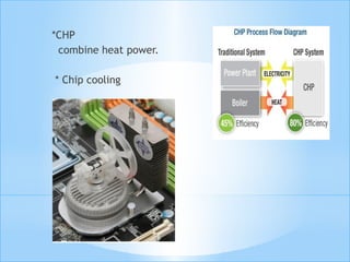*CHP
combine heat power.
* Chip cooling
 
