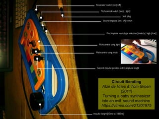 NMNT 2014
Circuit Bending
Atze de Vries & Tom Groen
(2011)
Turning a baby synthesizer
into an evil sound machine
https://vimeo.com/21201975
Circuit Bending
Atze de Vries & Tom Groen
(2011)
Turning a baby synthesizer
into an evil sound machine
https://vimeo.com/21201975
 
