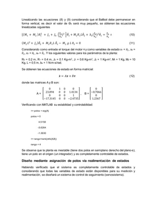 N modelamiento euler lagrange, calculo y simulacion | DOCX