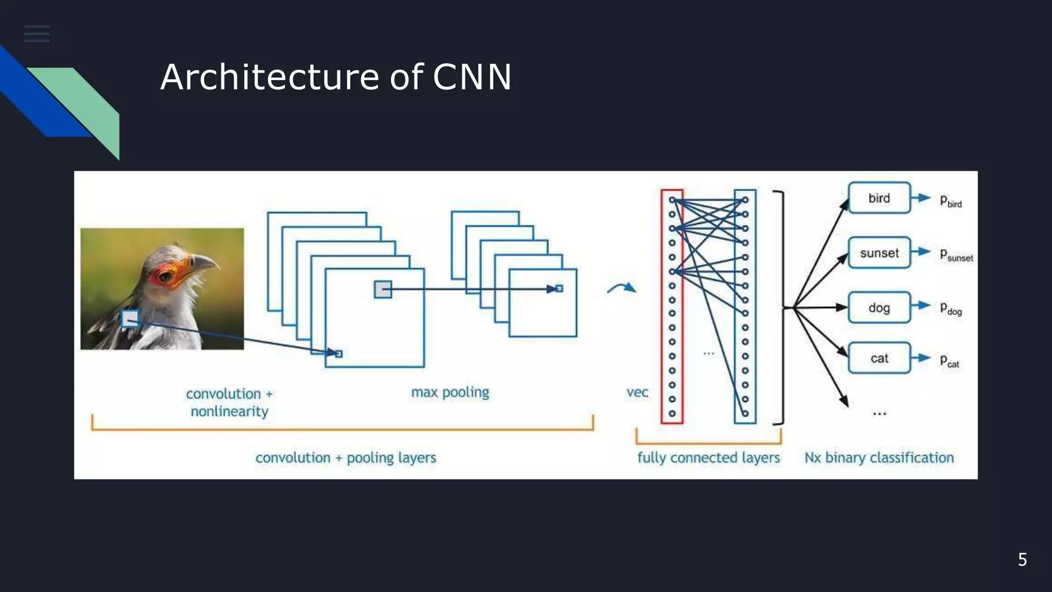 Architecture of CNN
5
 