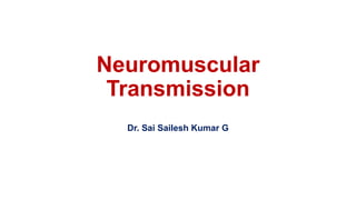 Neuromuscular
Transmission
Dr. Sai Sailesh Kumar G
 