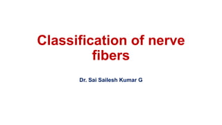 Classification of nerve
fibers
Dr. Sai Sailesh Kumar G
 