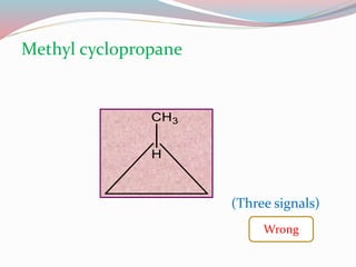 Wrong
Methyl cyclopropane
(Three signals)
 