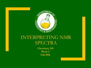 INTERPRETING NMR
SPECTRA
Chemistry 318
Week 2
Fall 2018
 