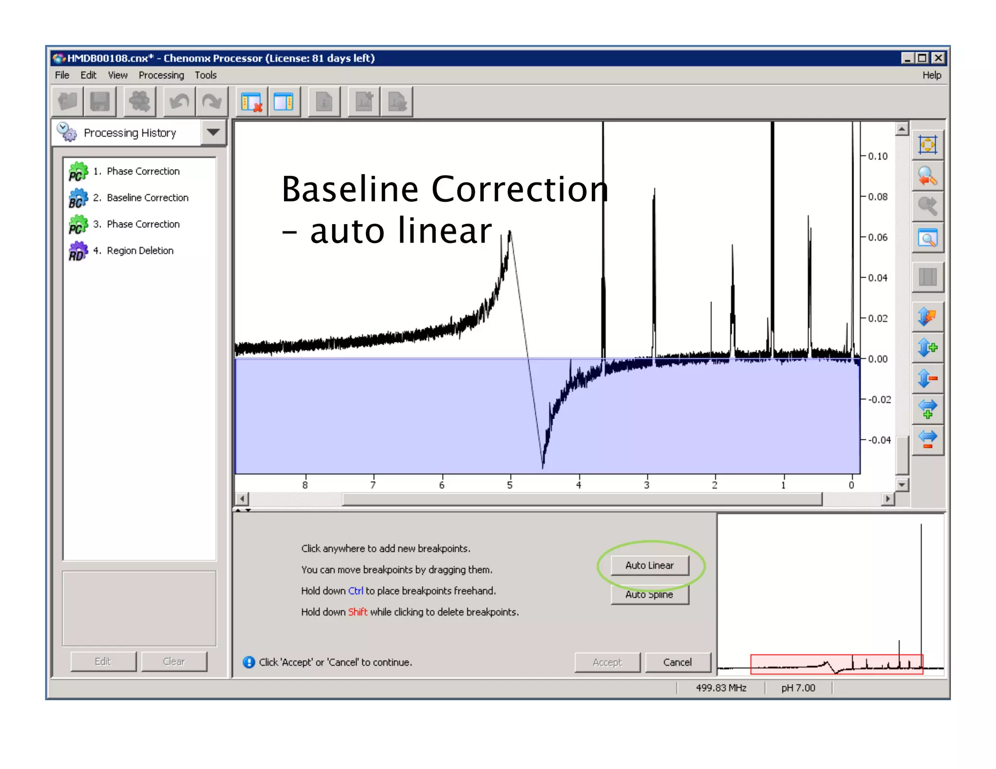 Baseline Correction
– auto linear
 