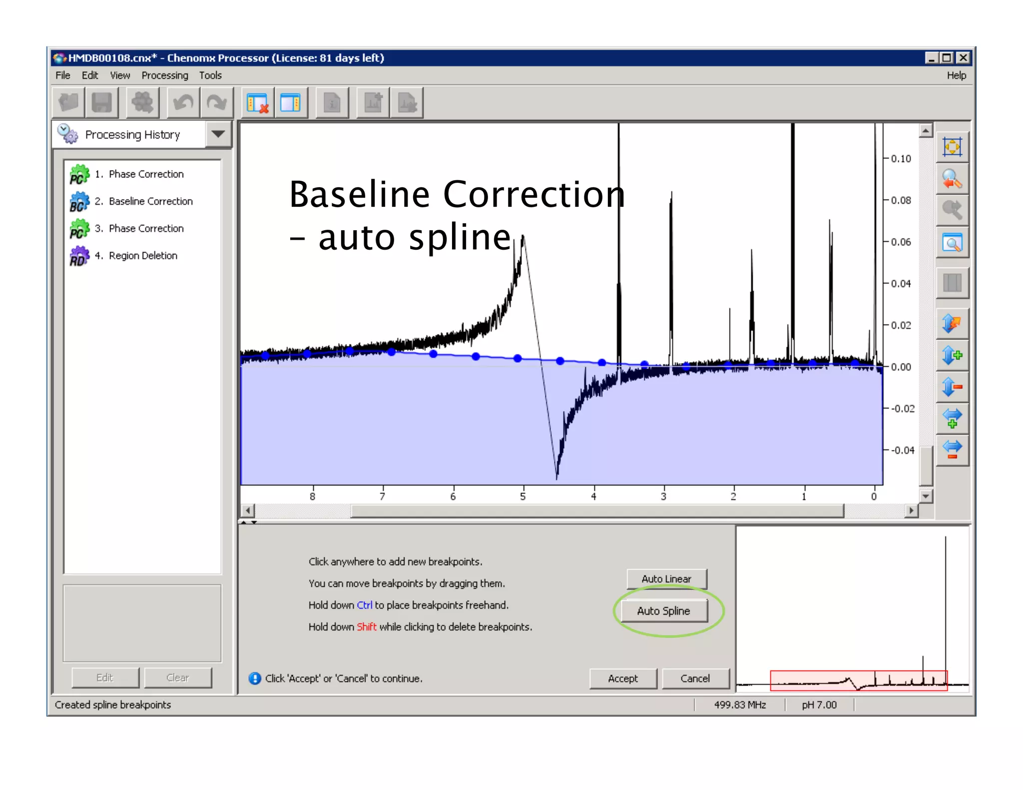 Baseline Correction
– auto spline
 