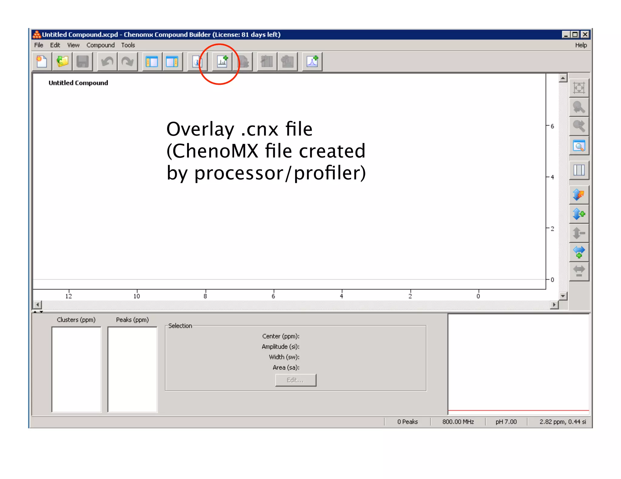 Overlay .cnx ﬁle
(ChenoMX ﬁle created
by processor/proﬁler)
 