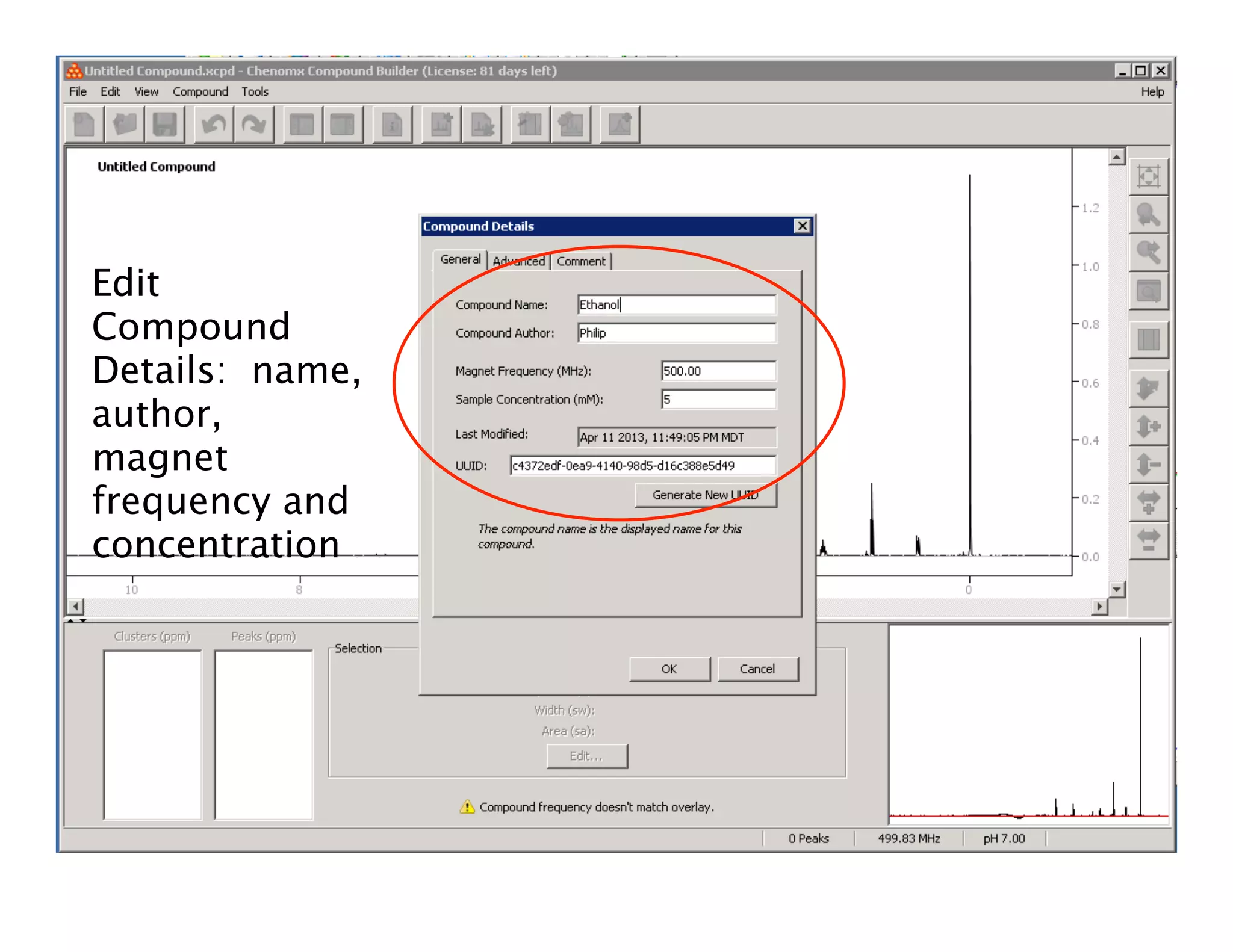 Edit
Compound
Details: name,
author,
magnet
frequency and
concentration
 