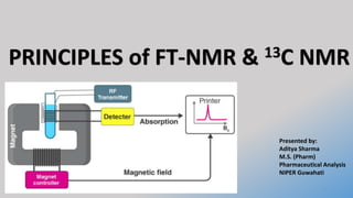 Presented by:
Aditya Sharma
M.S. (Pharm)
Pharmaceutical Analysis
NIPER Guwahati
1
PRINCIPLES of FT-NMR & 13C NMR
 