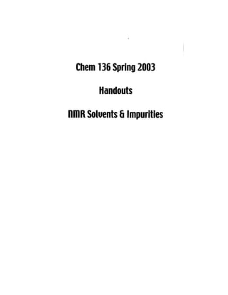 Nmr solvents and impurities