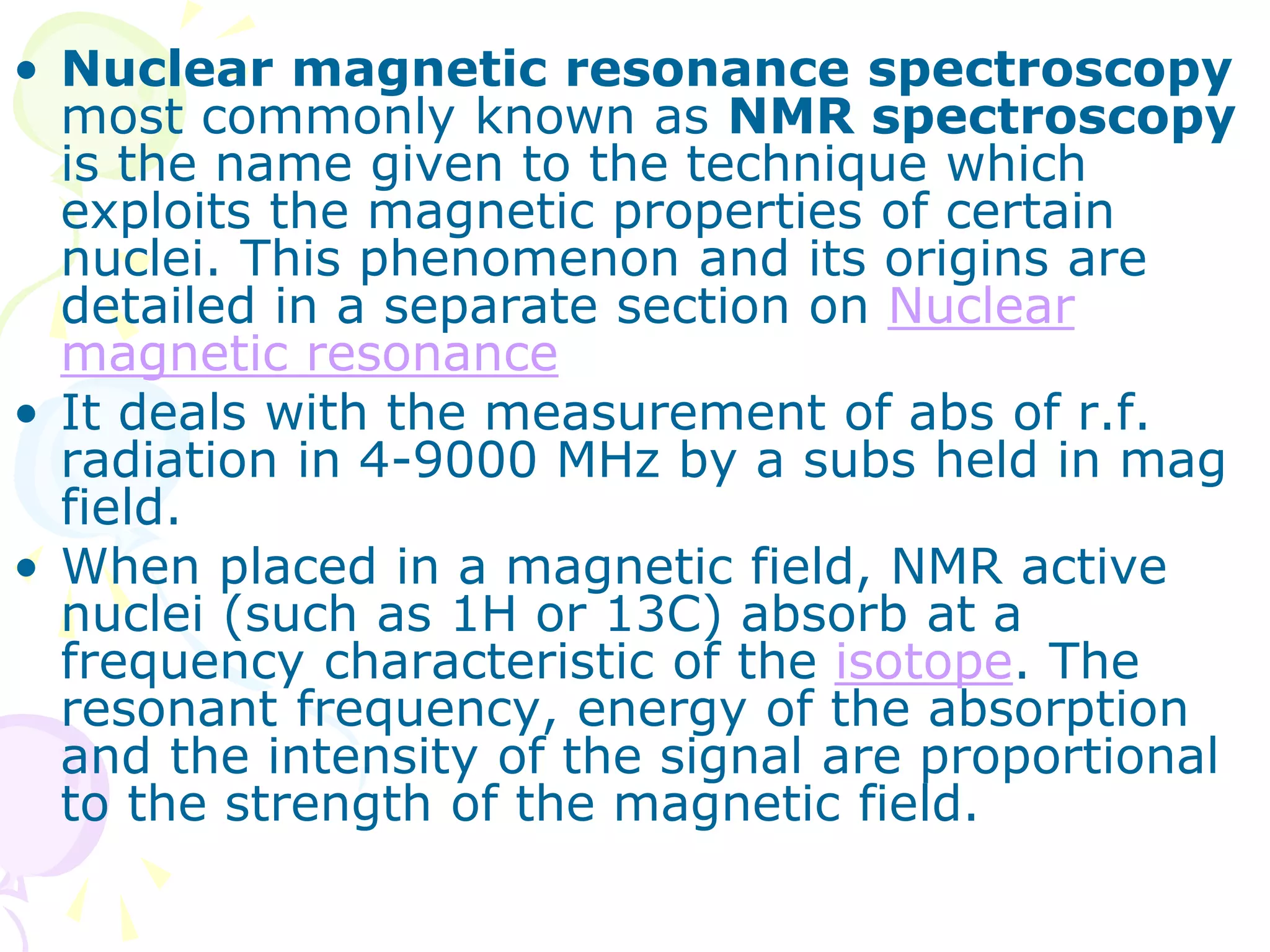 NMR SPECTROSCOPY .ppt | Chemistry | Science