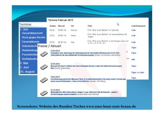 Screenshots: Website des Runden Tisches www.nms-bunt-statt-braun.de
 