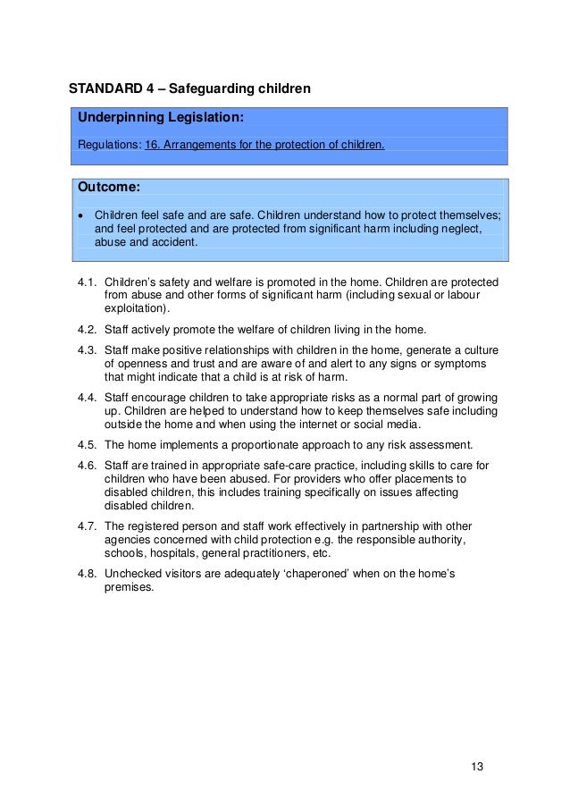 National Minimum Standards Children's Homes England