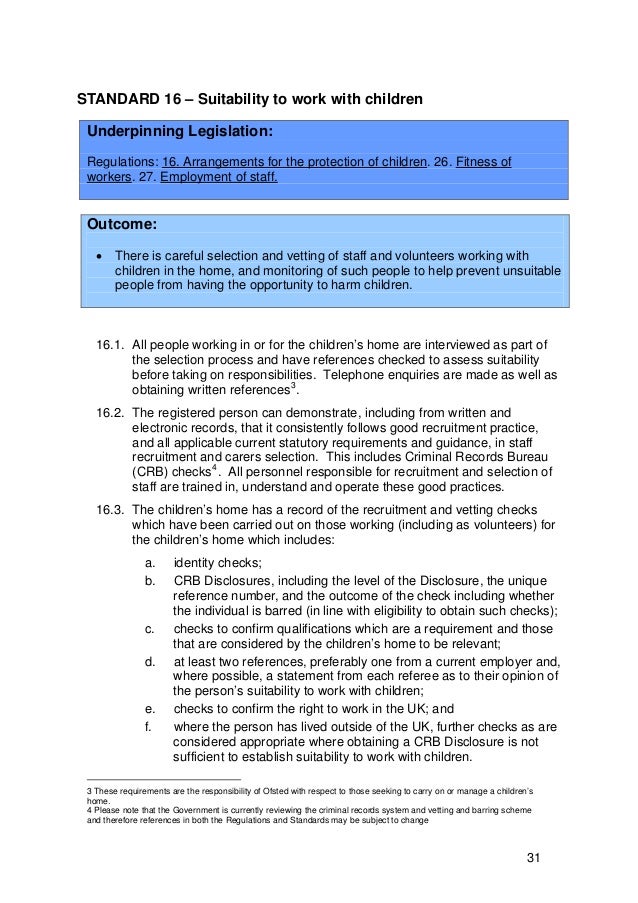 National Minimum Standards Children's Homes England