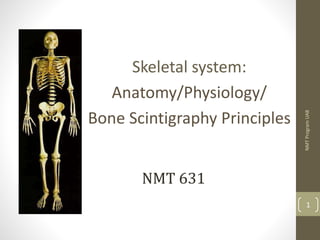 Skeletal system:
Anatomy/Physiology/
Bone Scintigraphy Principles
NMTProgramUAB
1
NMT 631
 