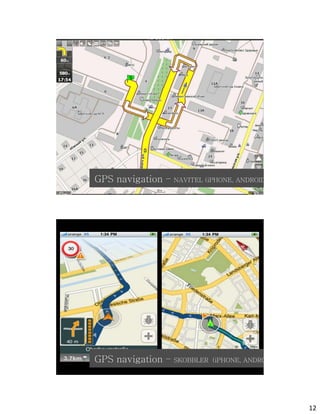 osm
GPS navigation –   NAVITEL (iPHONE, ANDROID)




          osm
GPS navigation –   SKOBBLER (iPHONE, ANDROID)




                                                12
 