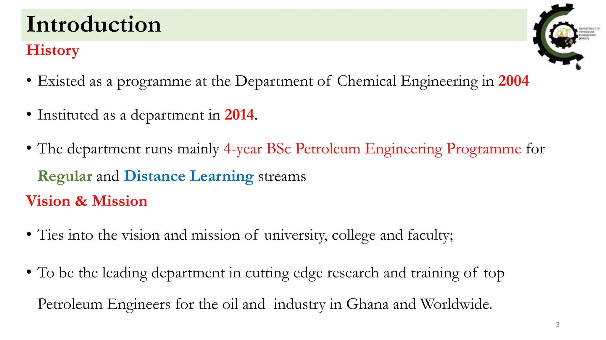KNUST PETROLEUM ENGINEERING COURSE OUTLINE visual data 8