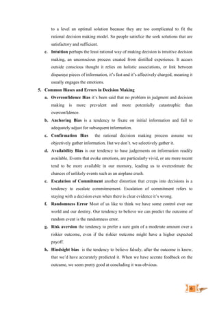 Summary Perception and Individual Decision Making | PDF
