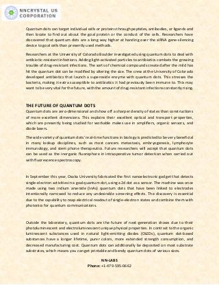 The Properties and Applications of Quantum Dots | PDF