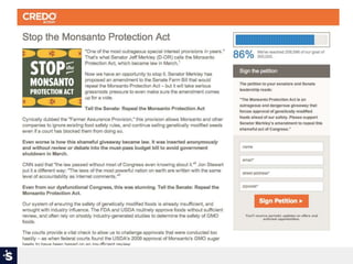 CASE STUDY
CREDO ACTION PETITION:
“STOP THE MONSANTO PROTECTION ACT”
 