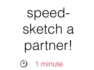 speed-
sketch a
partner!
1 minute
 