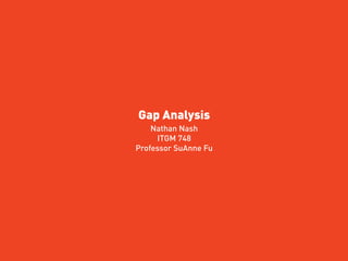 Nathan Nash
ITGM 748
Professor SuAnne Fu
Gap Analysis
 