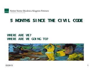 02/29/12 5 MONTHS SINCE THE CIVIL CODE WHERE ARE WE? WHERE ARE WE GOING TO? 