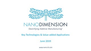 Key Technologies & Value added Applications
June 2019
www.nano-di.com
 