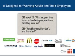 Designed for Working Adults and Their Employers 
 