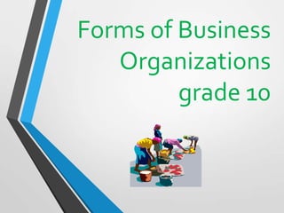 Forms of Business
Organizations
grade 10
 