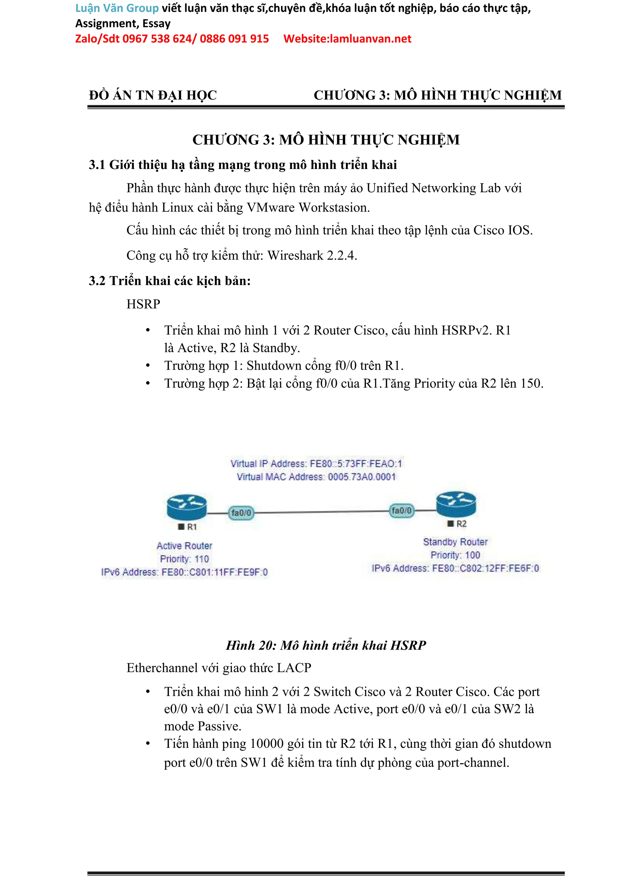 Đồ án Nghiên cứu và triển khai giải pháp nâng cao tính sẵn sàng cho hệ  thống mạng doanh nghiệp trên IPv6 | DOC