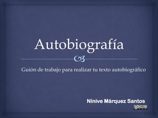 Guión de trabajo para realizar tu texto autobiográfico
Nínive Márquez Santos
 