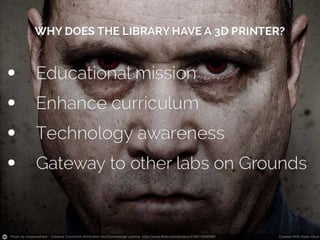 Implementation of a 3D printer in a Health Sciences Library