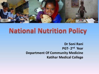 Dr Soni Rani
PGT- 2nd Year
Department Of Community Medicine
Katihar Medical College
 