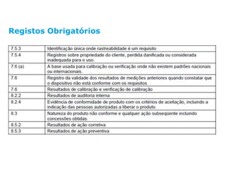 Registos Obrigatórios
Documentos obrigatórios
 
