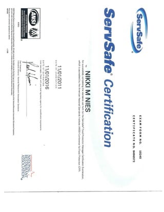Servsafe certification Servsafe certification