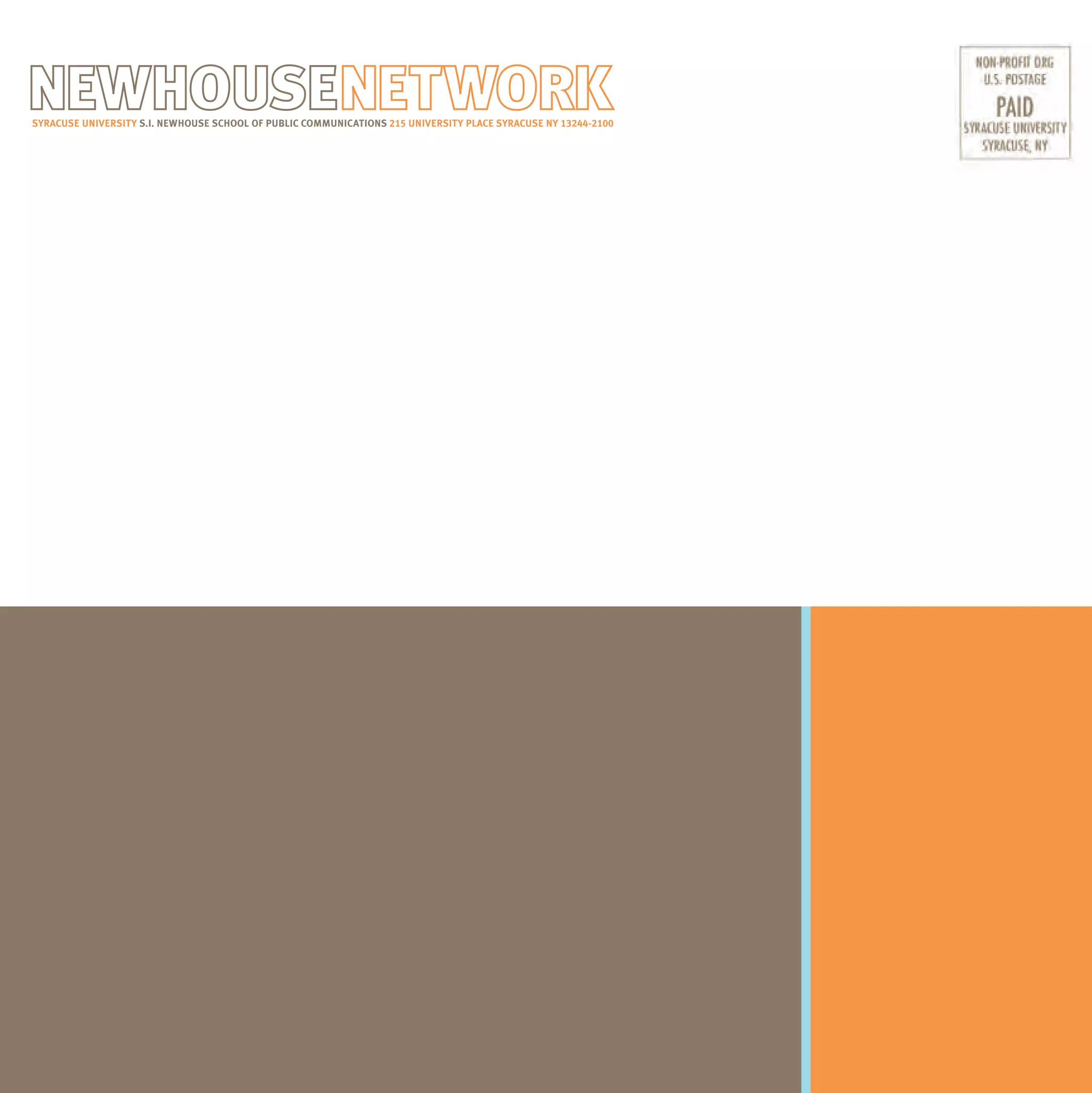 SyracuSe univerSity S.i. newhouSe School of Public communicationS 215 univerSity Place SyracuSe ny 13244-2100
 