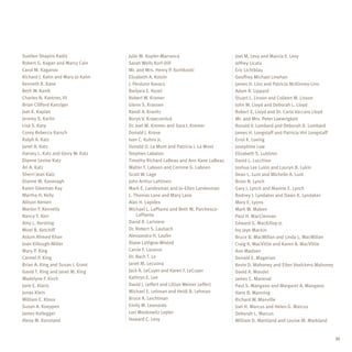 Suellen Shapiro Kadis              Julie M. Kopfer-Marranca                      Joel M. Levy and Marcia E. Levy
Robert G. Kagan and Marcy Cain     Sarah Wells Korf-Dill                         Jeffrey Licata
Carol M. Kaganov                   Mr. and Mrs. Henry P. Koritkoski              Eric Lichtblau
Richard J. Kahn and Mary Jo Kahn   Elizabeth A. Kotzin                           Geoffrey Michael Linehan
Kenneth R. Kane                    J. Perdunn Kovacs                             James H. Lins and Patricia McKinney-Lins
Beth W. Kanik                      Barbara E. Kozel                              Adam R. Lippard
Charles N. Kantner, III            Robert W. Kramer                              Stuart L. Lisson and Colleen M. Lisson
Brian Clifford Kanziger            Glenn S. Krassen                              John M. Lloyd and Deborah L. Lloyd
Joel K. Kaplan                     Randi A. Kravitz                              Robert E. Lloyd and Dr. Carla Vaccaro Lloyd
Jeremy S. Karlin                   Borys V. Krawczeniuk                          Mr. and Mrs. Peter Loewrigkeit
Lisa S. Karp                       Dr. Joel M. Kremer and Sara J. Kremer         Ronald V. Lombard and Deborah D. Lombard
Corey Rebecca Karsch               Donald J. Krone                               James H. Longstaff and Patricia Hirl Longstaff
Ralph A. Katz                      Ivan C. Kuhns Jr.                             Errol K. Loving
Janet A. Katz                      Donald O. La Mont and Patricia J. La Mont     Josephine Low
Harvey L. Katz and Glory W. Katz   Stephen Labaton                               Elizabeth S. Lubliner
Dianne Levine Katz                 Timothy Richard LaBeau and Ann Kane LaBeau    David L. Lucchino
Ari A. Katz                        Walter F. Laboon and Corinne G. Laboon        Joshua Lee Lukin and Lauryn B. Lukin
Sherri Jean Katz                   Scott W. Lage                                 Dean L. Lunt and Michelle A. Lunt
Dianne M. Kavanagh                 John Arthur Lahtinen                          Brian N. Lynch
Karen Gleeman Kay                  Mark E. Landesman and Jo-Ellen Landesman      Gary J. Lynch and Maxine E. Lynch
Martha H. Kelly                    L. Thomas Lane and Mary Lane                  Rodney J. Lyndaker and Dawn K. Lyndaker
Allison Kenien                     Alan H. Lapides                               Mary E. Lyons
Marion F. Kennelly                 Michael L. LaPlante and Beth M. Parchesco-    Mark W. Maben
Nancy Y. Kerr                          LaPlante                                  Paul H. MacClennan
Amy L. Kersting                    David R. Lariviere                            Edward G. MacKillop Jr.
Mirel B. Ketchiff                  Dr. Robert S. Laubach                         Ivy Jaye Mackin
Aslum Ahmed Khan                   Alessandra H. Laufer                          Bruce B. MacMillan and Linda L. MacMillan
Joan Killough-Miller               Diane LaVigna-Wixted                          Craig K. MacVittie and Karen A. MacVittie
Mary P. King                       Carrie F. Lazarus                             Ann Madsen
Carmel P. King                     Dr. Bach T. Le                                Donald E. Magarian
Brian A. King and Susan I. Grant   Janet M. Lecuona                              Kevin D. Mahoney and Ellen Voelckers Mahoney
David T. King and Janet M. King    Jack A. LeCuyer and Karen F. LeCuyer          David A. Mandel
Madelyne F. Kirch                  Kathryn E. Lee                                James C. Maneval
Jane E. Klaris                     David J. Leffert and Lillian Weiner Leffert   Paul S. Mangano and Margaret A. Mangano
Jonas Klein                        Michael E. Lehman and Heidi B. Lehman         Hans B. Manning
William E. Kloos                   Bruce A. Leichtman                            Richard W. Manville
Susan A. Koeppen                   Emily M. Leonardo                             Joel H. Marcus and Helen G. Marcus
James Kollegger                    Lori Moskowitz Lepler                         Deborah L. Marcus
Alexa M. Konstand                  Howard C. Levy                                William D. Markland and Louise M. Markland


                                                                                                                                  35
 