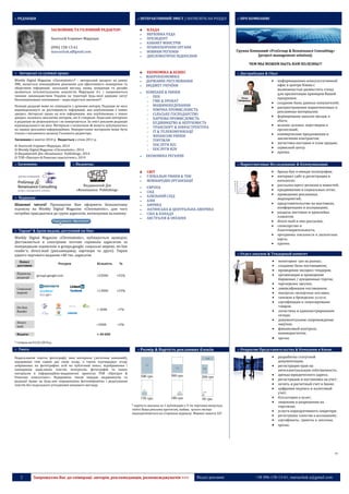 2 Запрошуємо Вас до співпраці: авторів, рекламодавців, розповсюджувачів >>> Відділ реклами: (044) 235-51-11; +38 096-158-13-61; maruschuk.a@gmail.com
**
:: РЕДАКЦІЯ :: ІНТЕРАКТИВНИЙ ЗМІСТ / НАТИСНІТЬ НА РОЗДІЛ :: ПРО КОМПАНІЮ
ЗАСНОВНИК ТА ГОЛОВНИЙ РЕДАКТОР:
Анатолій Ігорович Марущак
(044) 235-51-11
(096) 158-13-61
maruschuk.a@gmail.com
01030, Київ, вул. Пирогова, 2/37, оф. PGRC
(станція метро «Університет»)
ВЛАДА
 ВЕРХОВНА РАДА
 ПРЕЗИДЕНТ
 КАБІНЕТ МІНІСТРІВ
 ПРАВООХОРОННІ ОРГАНИ
 НОВИНИ РЕГІОНІВ
 ДИПЛОМАТИЧНІ ВІДНОСИНИ
ЕКОНОМІКА & БІЗНЕС
 МАКРОЕКОНОМІКА
 ДЕРЖАВНЕ РЕГУЛЮВАННЯ
 БЮДЖЕТ УКРАЇНИ
 КОМПАНІЇ & РИНКИ
o ПЕК
o ГМК & ПРОКАТ
o МАШИНОБУДУВАННЯ
o ХІМІЧНА ПРОМИСЛОВІСТЬ
o СІЛЬСЬКЕ ГОСПОДАРСТВО
o ХАРЧОВА ПРОМИСЛОВІСТЬ
o БУДІВНИЦТВО & НЕРУХОМІСТЬ
o ТРАНСПОРТ & ІНФРАСТРУКТУРА
o ІТ & ТЕЛЕКОМУНІКАЦІЇ
o ФІНАНСОВІ РИНКИ
o ТОРГІВЛЯ
o ПОСЛУГИ B2С
o ПОСЛУГИ B2В
 ЕКОНОМІКА РЕГІОНІВ
СВІТ
 ГЛОБАЛЬНІ РИНКИ & ТНК
 МІЖНАРОДНІ ОРГАНІЗАЦІЇ
 ЄВРОПА
 СНД
 БЛИЗЬКИЙ СХІД
 АЗІЯ
 АФРИКА
 ЛАТИНСЬКА & ЦЕНТРАЛЬНА АМЕРИКА
 США & КАНАДА
 АВСТРАЛІЯ & ОКЕАНІЯ
Группа Компаний «ProGroup & Renaissance Consulting»
[project management solution]:
ЧЕМ МЫ МОЖЕМ БЫТЬ ВАМ ПОЛЕЗНЫ?!
:: Авторські та суміжні права: :: Дистрибуция & Сбыт
Weekly Digital Magazine «Chrematistic»® – авторський продукт на ринку
ЗМІ; являється інноваційним рішенням для ефективного поширення та
зберігання інформації; загальний вигляд, назва, концепція та дизайн
являються інтелектуальною власністю Марущака А.І. і охороняються
чинним законодавством України на території будь-якої держави світу!
Несанкціоноване копіювання – переслідується законом!!!
Позиція редакції може не співпадати з думками авторів. Редакція не несе
відповідальності за достовірність інформації, яка опублікована з інших
джерел. Авторські права на всю інформацію, яка опублікована з інших
джерел, належать виключно авторам, які її створили. Надіслані матеріали
в редакцію не рецензуються і не повертаються. За зміст реклами редакція
відповідальності не несе. Матеріали з позначкою ® можуть публікуватись
на правах рекламно-інформаційних. Використання матеріалів може бути
тільки з письмового дозволу Головного редактора.
Засновано в жовтні 2010 р. Видається з січня 2011 р.
© Анатолій Ігорович Марущак, 2014
© Weekly Digital Magazine «Chrematistic», 2014
© Видавничий Дім «Renaissance Publishing», 2014
© ТОВ «Прогруп & Ренесанс консалтинг», 2014
 информационно-консультативный
офис в центре Киева с
возможностью разместить стенд
для презентации примеров Вашей
продукции;
 создание базы данных покупателей;
 распространение маркетинговых и
рекламных материалов;
 формирование каналов продаж и
сбыта;
 ведение деловых переговоров и
презентаций;
 коммерческие предложения и
заключение контрактов;
 логистика поставок и план продаж;
 сервисный центр;
 прочее.
:: Засновник: :: Видавець: :: Маркетинговые Исследование & Коммуникации
Видавничий Дім
«Renaissance Publishing»
 бренд-бук и имидж полиграфия;
 интернет сайт и регистрация в
каталогах;
 рассылка пресс-релизов и новостей;
 продвижение в социальных сетях;
 проведения рекламных
мероприятий;
 представительство на выставках,
конференциях и ассоциациях;
 раздача листовок и проклейка
плакатов;
 direct-mail и sms рассылки;
 спонсорство и
благотворительность;
 программы лояльности и дисконтные
карты;
 прочее.
:: Підписка:
Шановні читачі! Пропонуємо Вам оформити безкоштовну
підписку на Weekly Digital Magazine «Chrematistic», для чого
потрібно приєднатися до групи адресатів, натиснувши на кнопку:
:: Тираж* & Архів видань доступний on-line:
Weekly Digital Magazine «Chrematistic», публікується щонеділі.
Доставляється в електронні почтові скриньки адресатам за
попередньою підпискою в groups.google; соціальні мережі; on-line
reader’s; direct-mail (рекламодавці, партнери та друзі). Тираж
одного чергового видання ≈40 тис. адресатів.
Канал
доставки
Ресурси Кількість %
Підписка
редакції
groups.google.com ≈22000 ≈55%
Соціальні
мережі
.
≈13000 ≈33%
On-line
Reader
≈ 3000 ≈7%
Direct-
mail
≈2000 ≈5%
Всього: ≈ 40 000
* станом на 01.01.2014 р.
:: Отдел закупок & Тендерный комитет
 мониторинг цен на рынках;
 создание базы поставщиков;
 проведения экспресс тендеров;
 организация и проведение
биржевых / аукционных торгов;
 партнерские закупки;
 диверсификация поставщиков;
 импортно-экспортные поставки;
 таможня и брокерские услуги;
 сертификация и лицензирование
товаров;
 логистика и администрирование
склада;
 документальное сопровождение
закупок;
 финансовый контроль
взаиморасчетов;
 прочее.
:: Увага: :: Розмір & Вартість рекламних блоків: :: Открытие Представительства & Компании в Киеве
Пересилаючи тексти, фотографії, інші матеріали (логотипи компаній),
відправник тим самим дає свою згоду, а також підтверджує згоду
зображених на фотографіях осіб на публічний показ, відображення і
поширення надісланих текстів, матеріалів, фотографій та інших
матеріалів в інформаційно-видавничих проектах ТОВ «Прогруп &
Ренесанс консалтинг». Відправник також передає видавництву та
редакції право на будь-яке опрацювання фотозображень і редагування
текстів без подальшого узгодження кінцевого вигляду.
500 грн. 300 грн. 200 грн
150 грн. 100 грн. 50 грн.
* вартість вказана за 1 публікацію у 5-ти чергових випусках,
тобто Ваша реклама протягом, майже, цілого місяця
знаходитиметься на сторінках журналу. Формат макету А3!
 разработка статутной
документации;
 регистрация прав на
интеллектуальную собственность;
 аренда юридического адреса;
 регистрации и постановка на учет;
 печать и расчетный счет в банке;
 цифровая подпись и налоговый
учет;
 бухгалтерия и аудит;
 лицензии и разрешения на
торговлю;
 услуги корпоративного секретаря;
 регистрация членства в ассоциациях;
 сертификаты, грамоты и дипломы;
 прочее.
 
