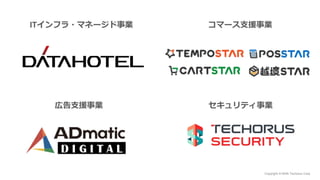 Copyright © NHN Techorus Corp.
ITインフラ・マネージド事業 コマース支援事業
広告支援事業 セキュリティ事業
 
