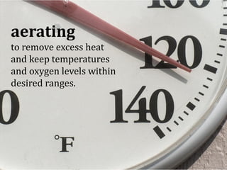 aerating
to remove excess heat
and keep temperatures
and oxygen levels within
desired ranges.
 