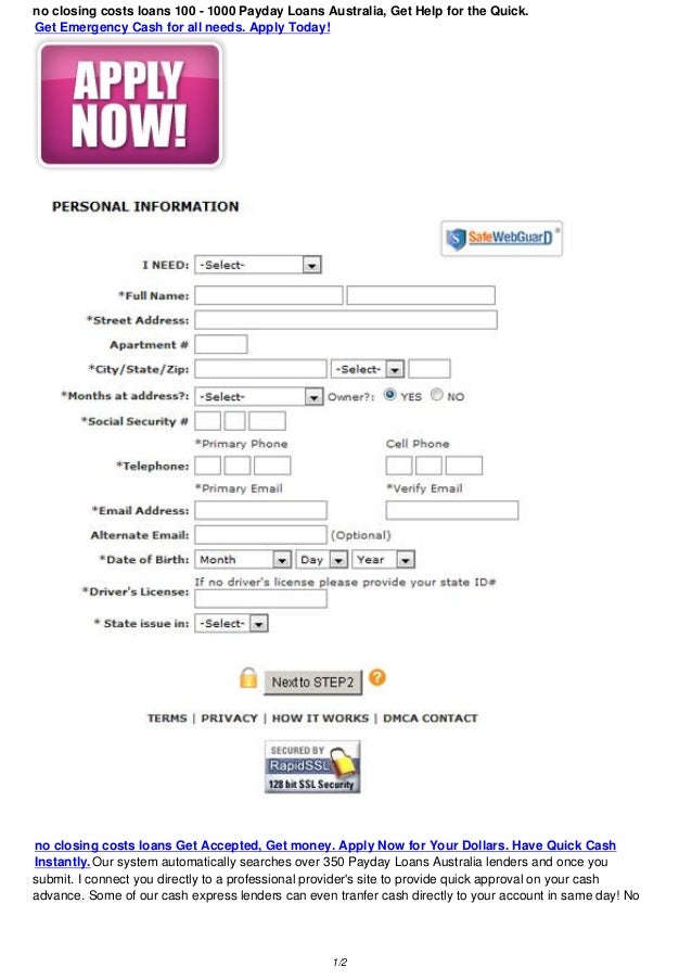 Cash Advance For Closing Costs