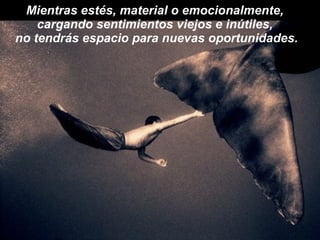 Mientras estés, material o emocionalmente,  cargando sentimientos viejos e inútiles,  no tendrás espacio para nuevas oportunidades. 