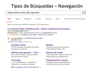 Tipos 
de 
Búsquedas 
– 
Navegación 
 